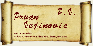 Prvan Vejinović vizit kartica